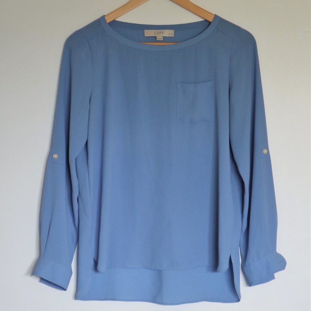 Loft Periwinkle Long Sleeve Flowy Blouse